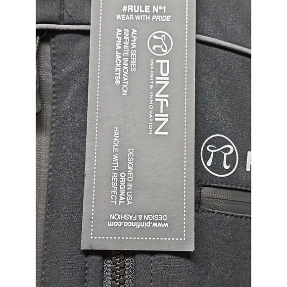 NWT Pinfin Men Windbreaker Jacket Black Size Lg Detachable Hood Zip Pockets - Picture 3 of 14